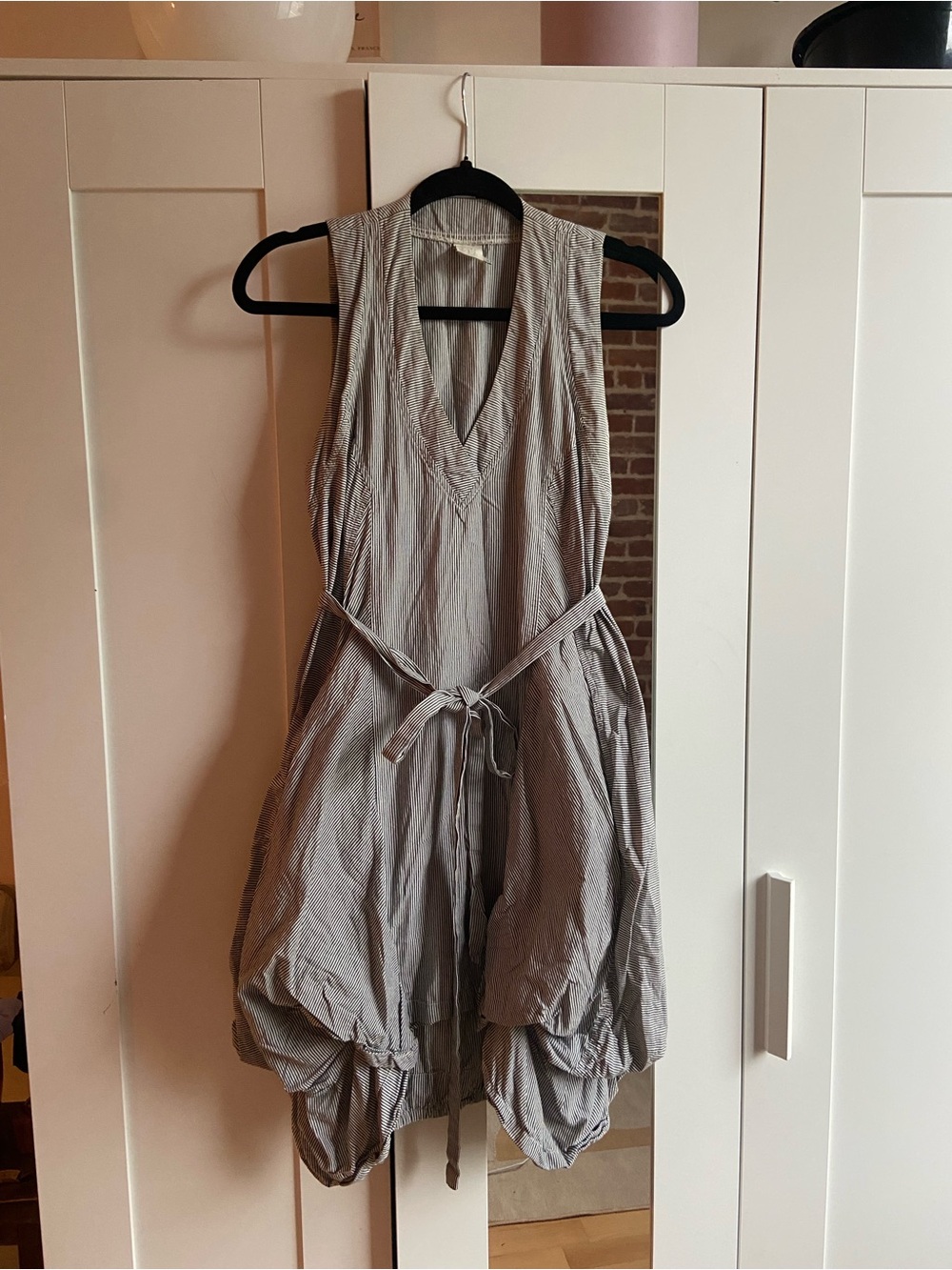Striped V-Neck Designer Dress